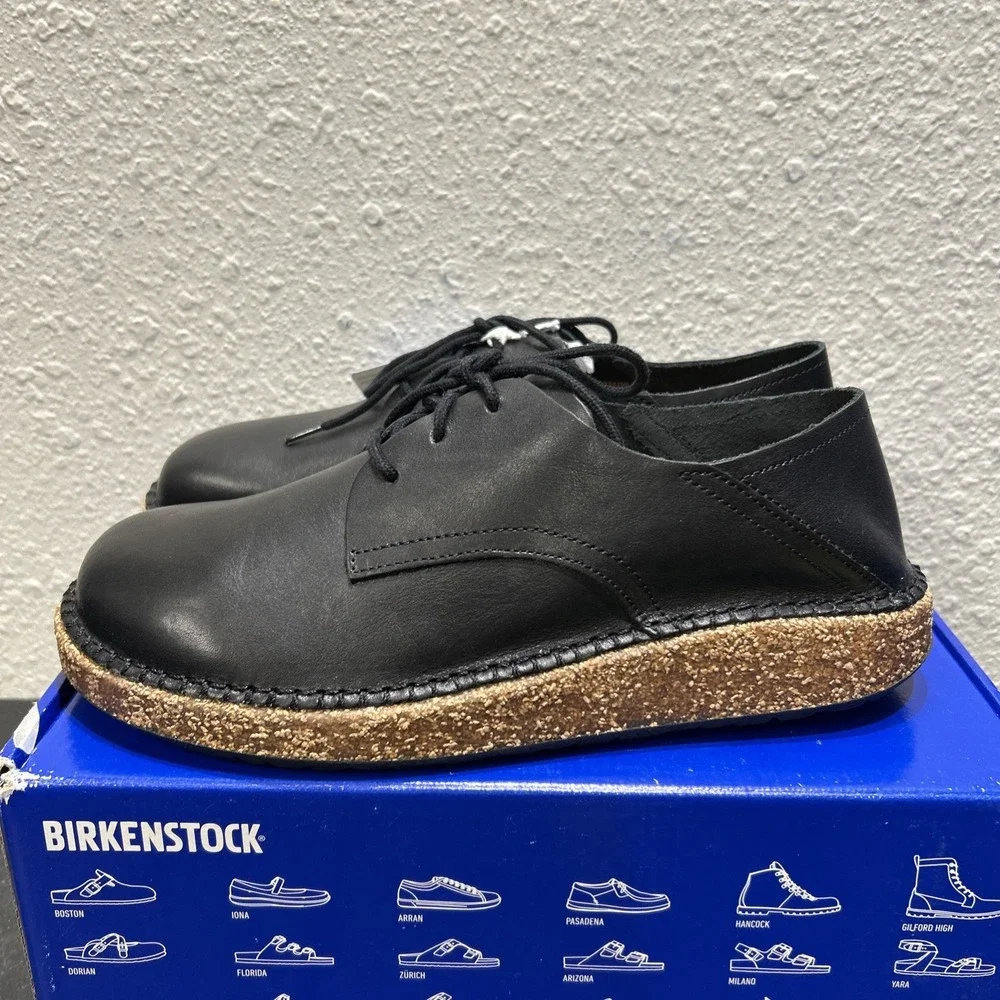 Birkenstock Gary Leather Vintage Wood Black EU 41 US L10 M8 Mens Womens